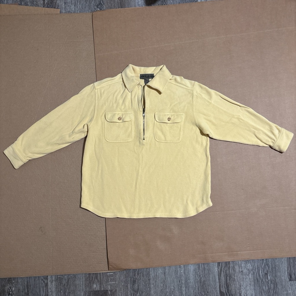Casual Yellow Zip-Up Shirt with Pockets